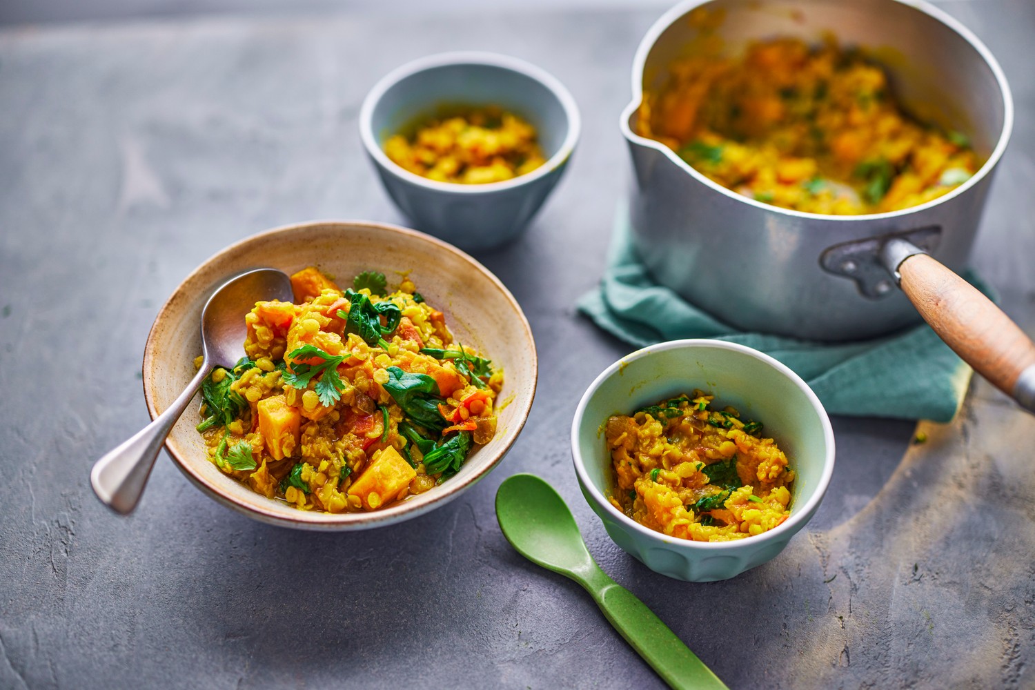 Sweet potato and spinach dal