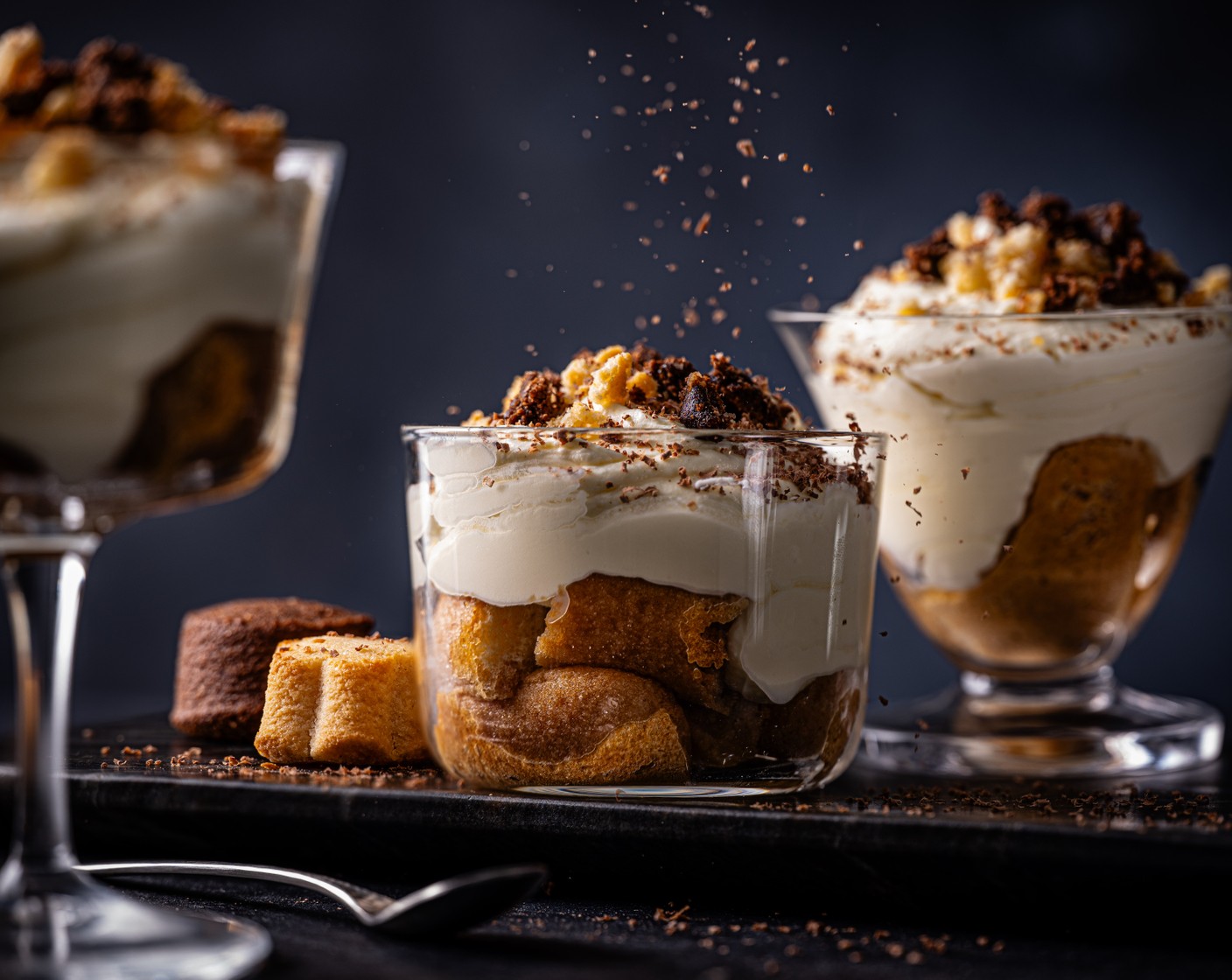 step 7 Serve each tiramisu pot with two more amaretti biscuits on the side.