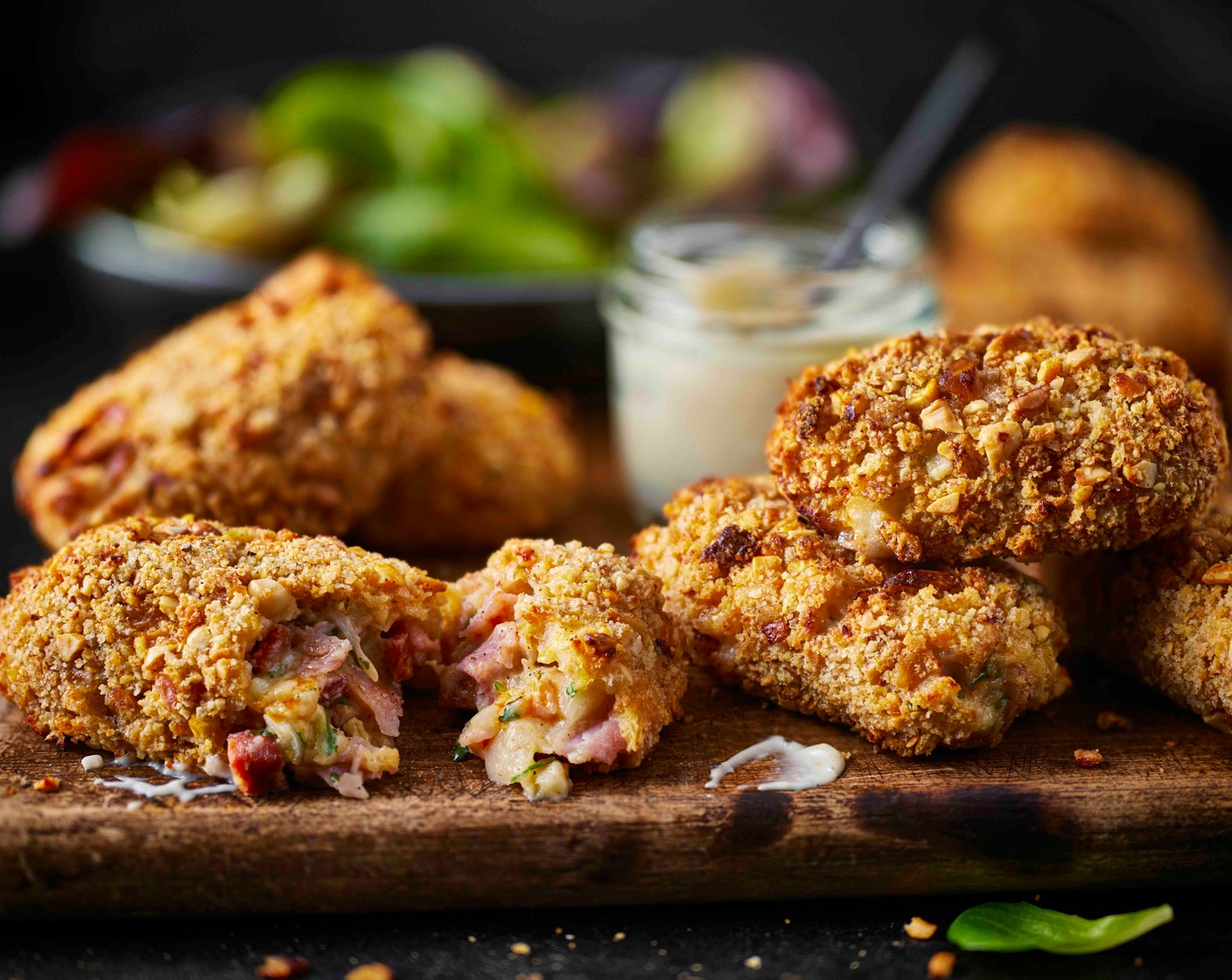 step 10 Toss the salad (1 pack) with the dressing (3 tbsp) and serve alongside the croquettes and a dollop of aioli (to taste) for dunking.