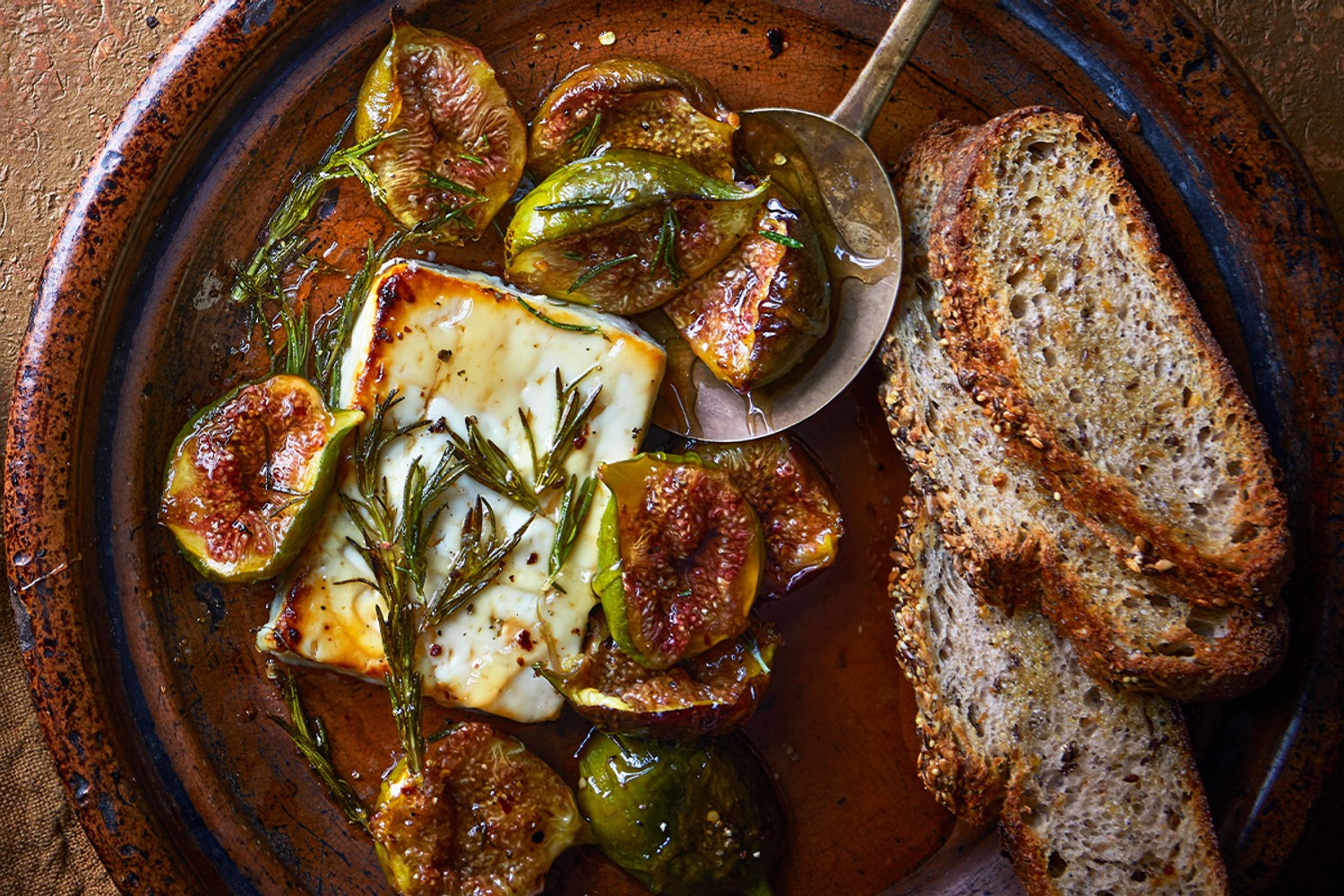 Honey and truffle-baked figs and feta