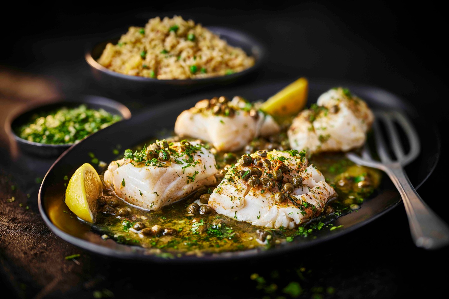Baked cod with parsley butter