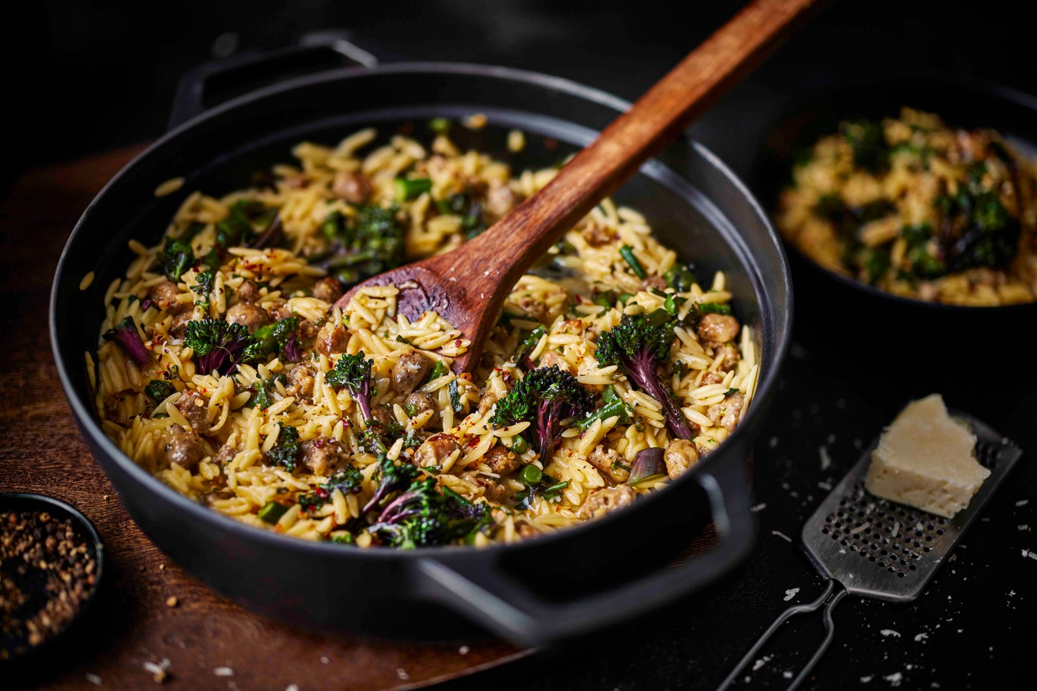 Speedy sausage and broccoli orzotto recipe