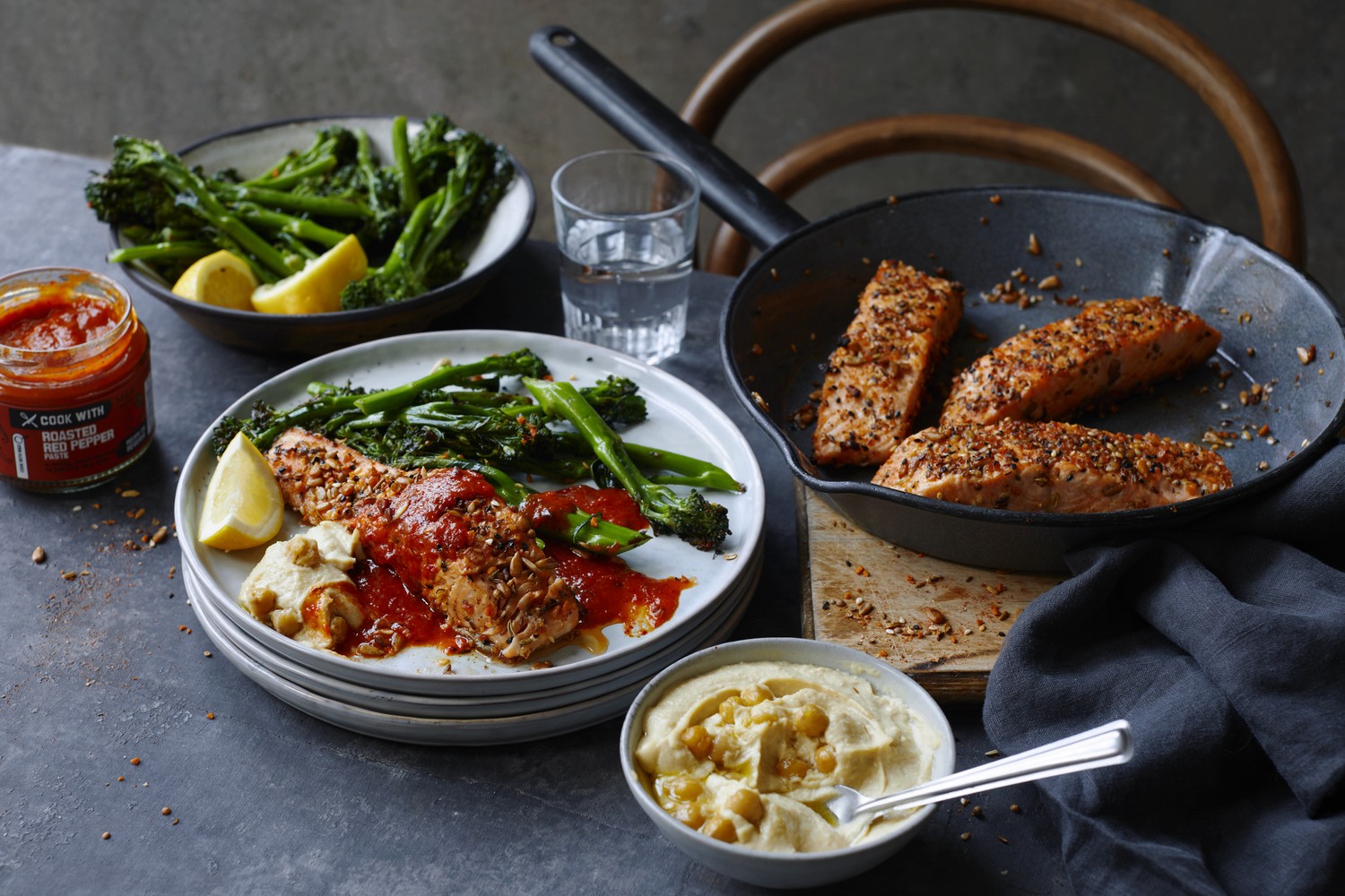 Dukkah-crusted red pepper salmon