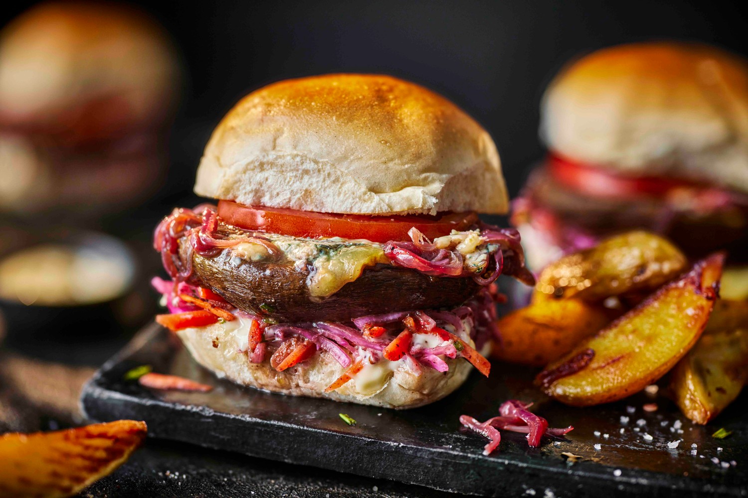 Mushroom and Stilton burgers recipe