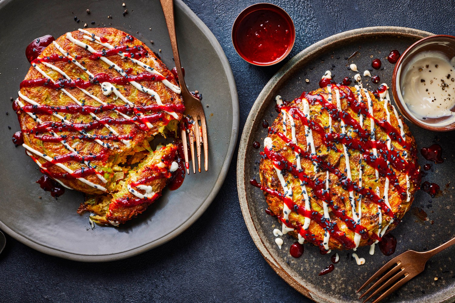 Japanese-inspired cheesy cabbage pancakes