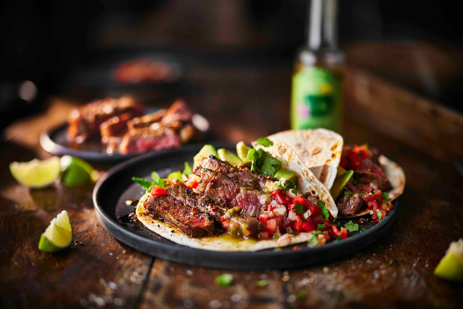 Tom's sirloin steak tacos with pico de gallo