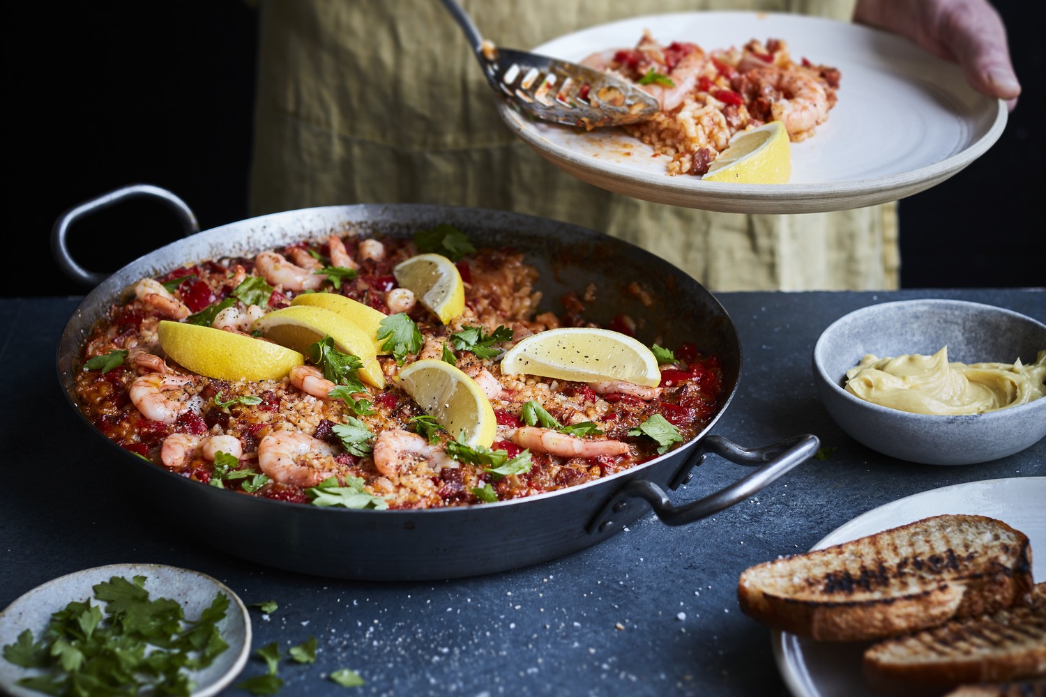 Smokey chorizo and prawn paella