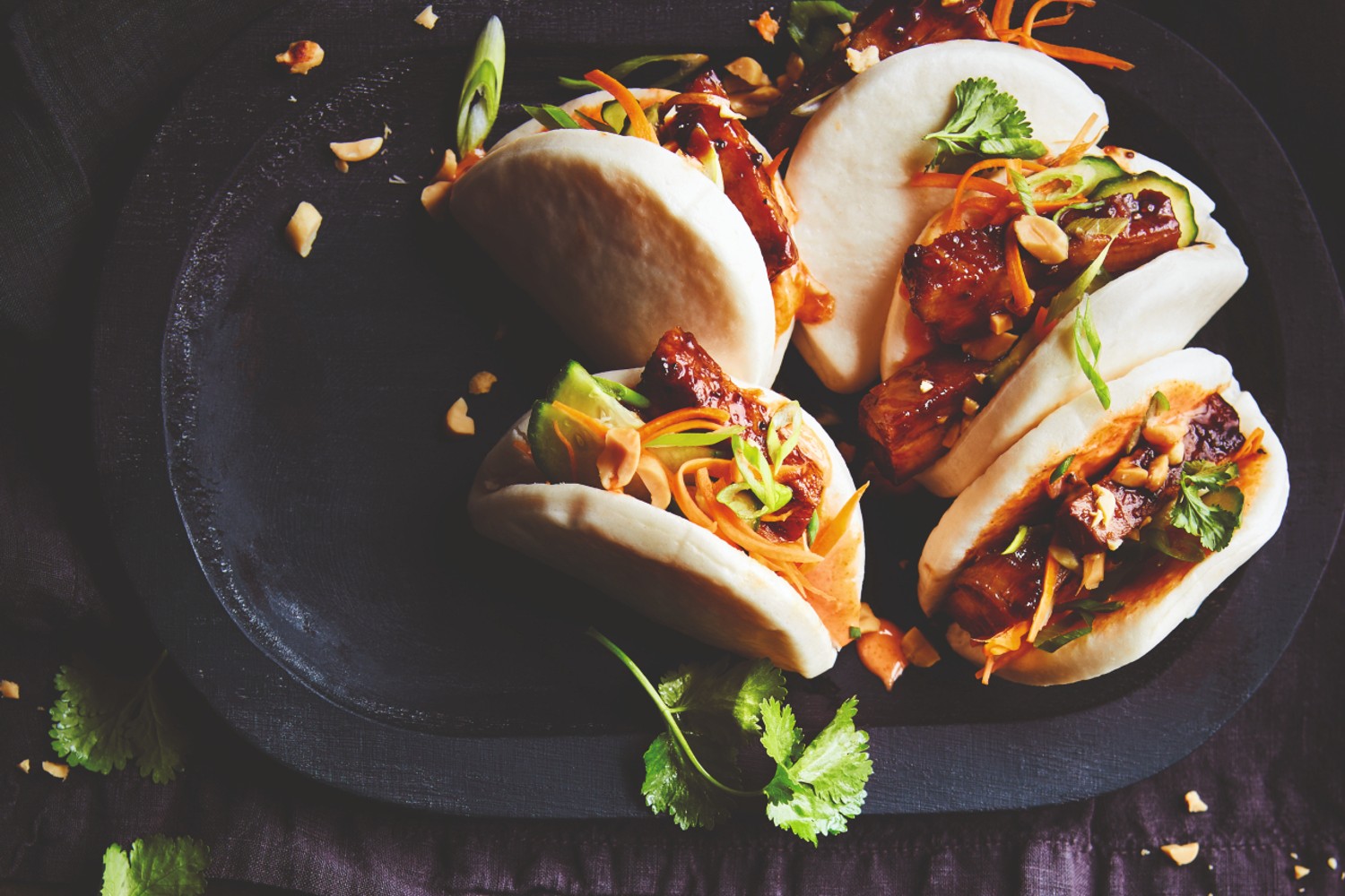 Sticky pork belly bao buns