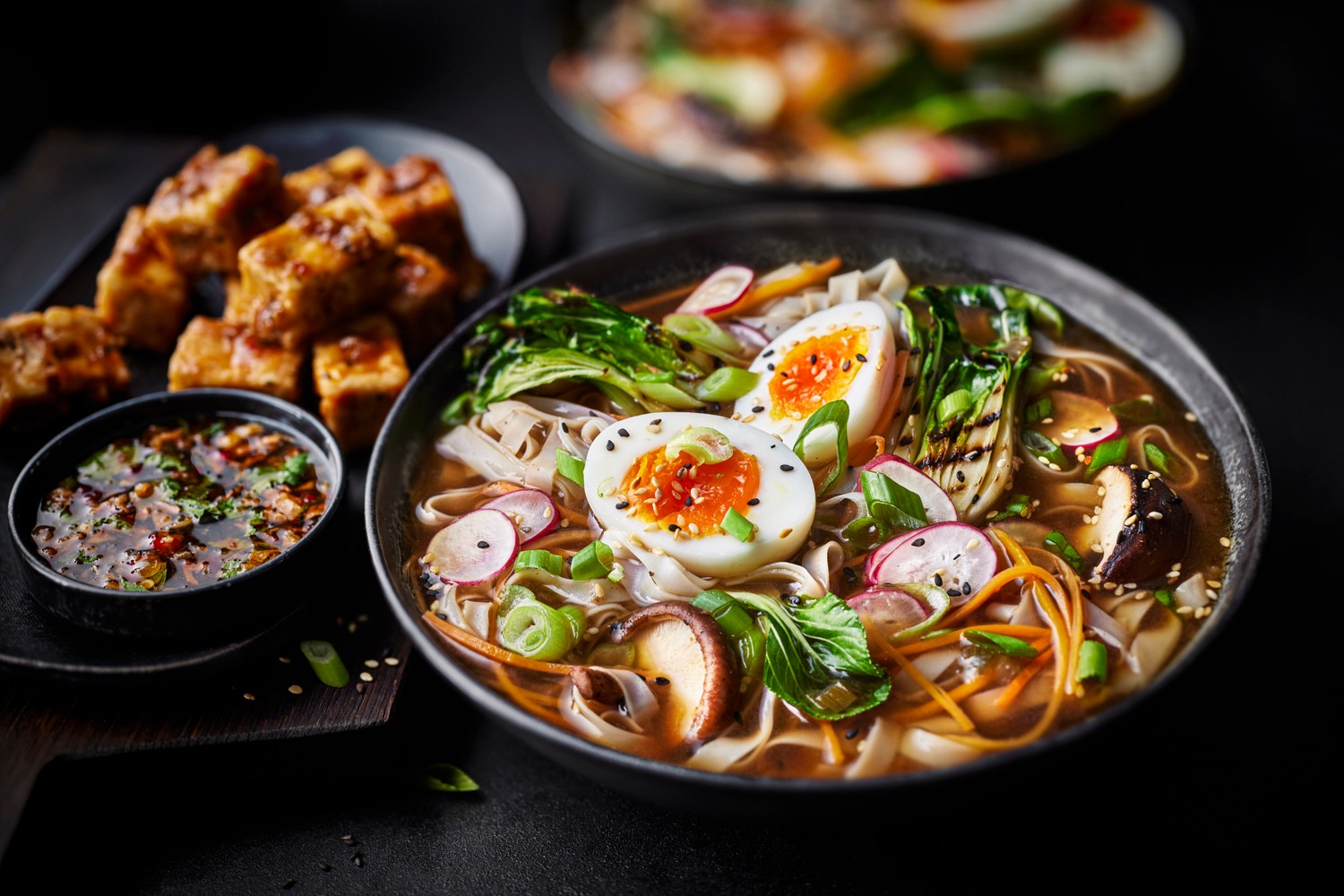 Veggie mushroom broth ramen with crispy tofu recipe