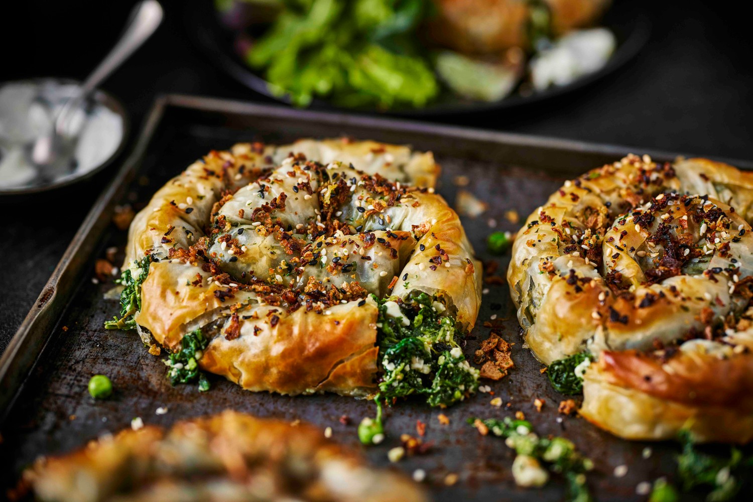 Pesto, pea and feta swirls recipe