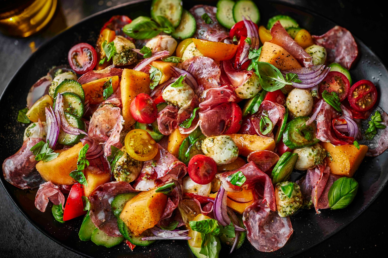 Melon and Suino Nero salad