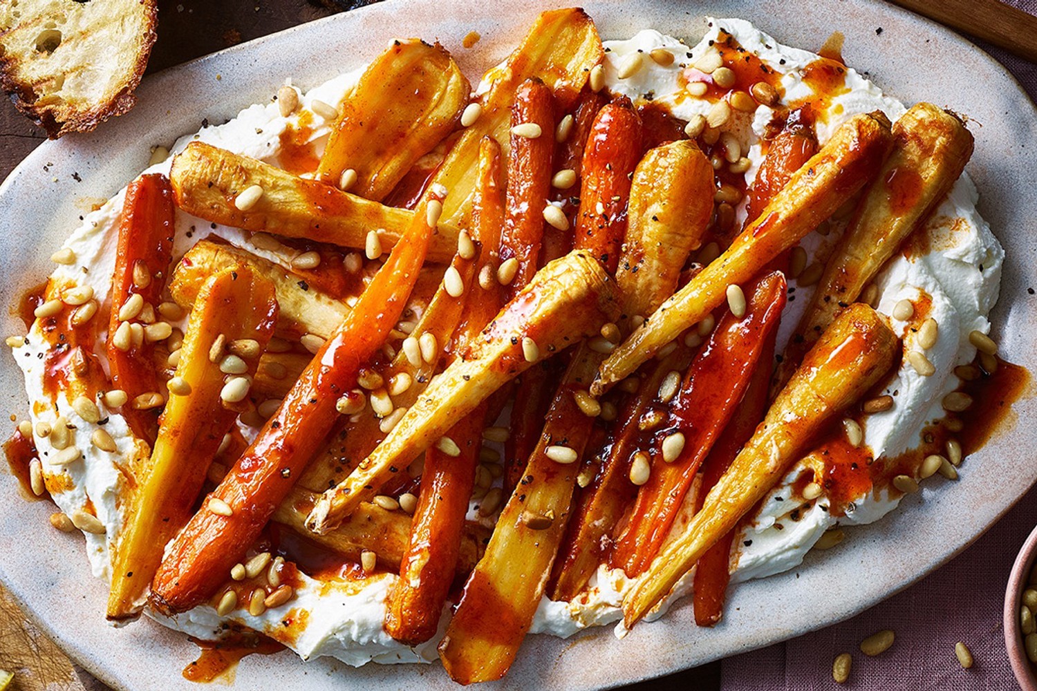 Honey harissa carrots and parsnips