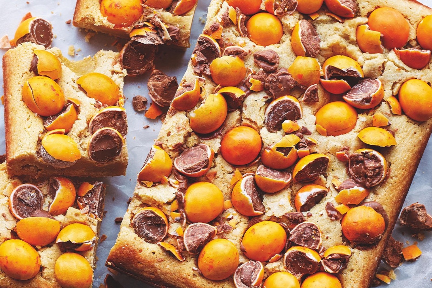 Orange speckled egg blondies