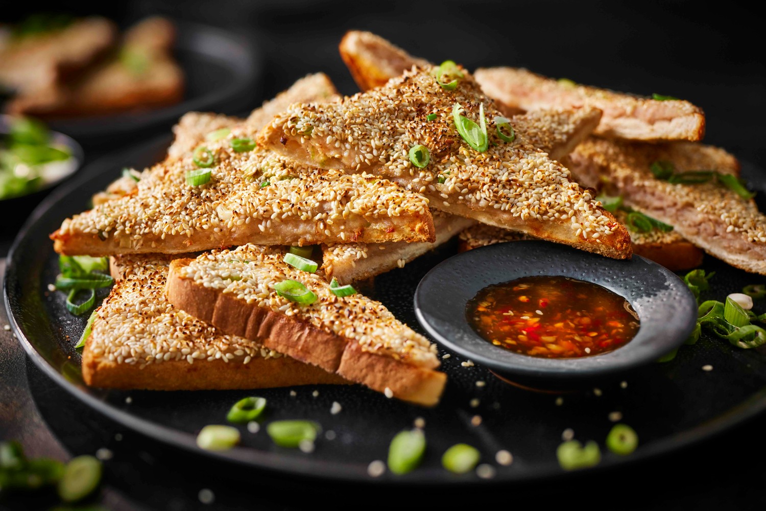 Air fryer sesame chicken toasts with sweet chilli sauce recipe