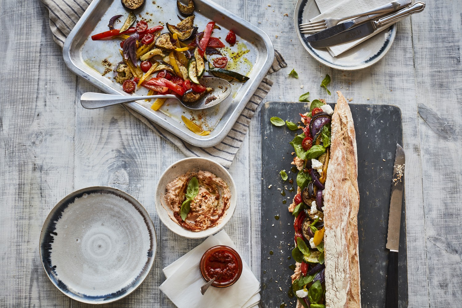 Roasted vegetable baguette