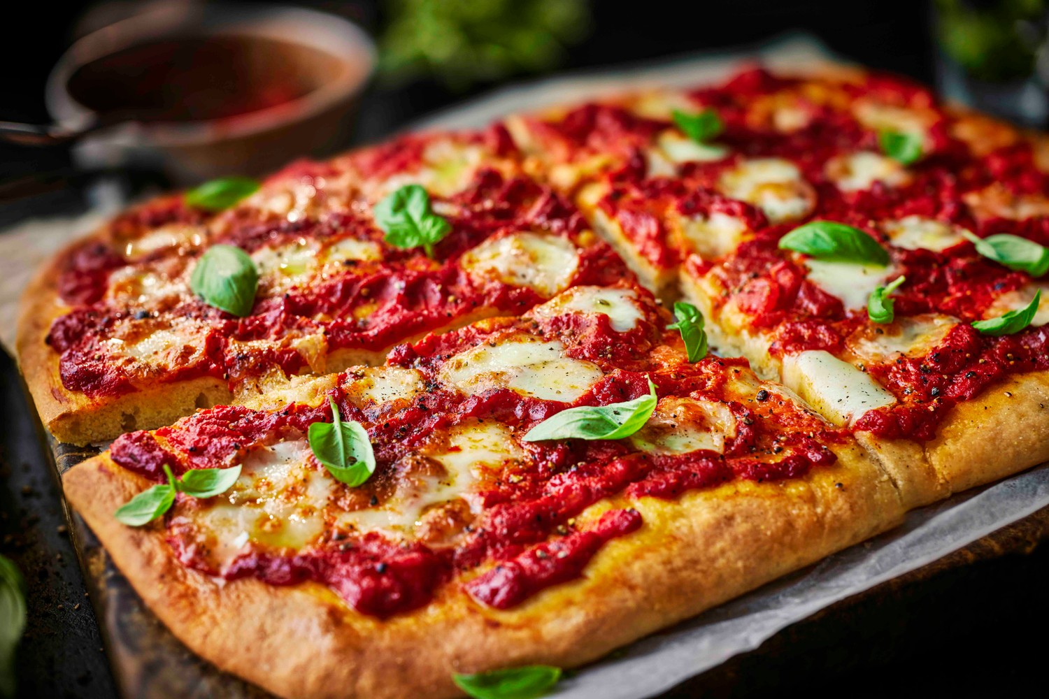 Quick and easy margarita pizza traybake recipe