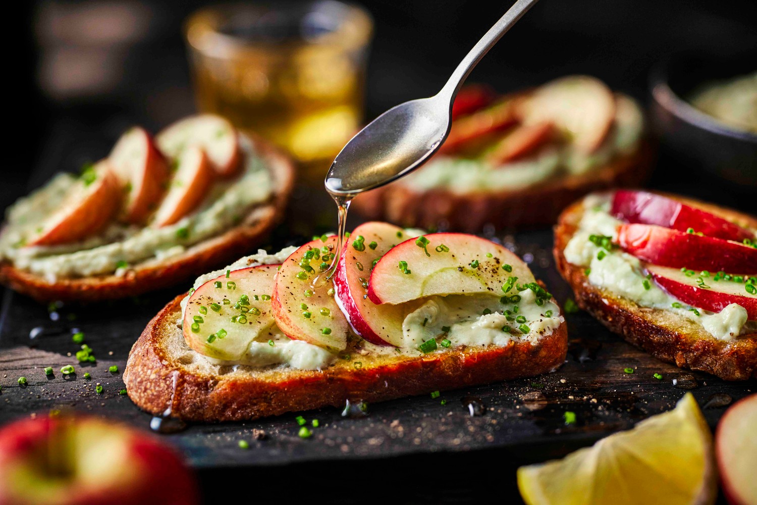 Apple and whipped Stilton bruschetta recipe