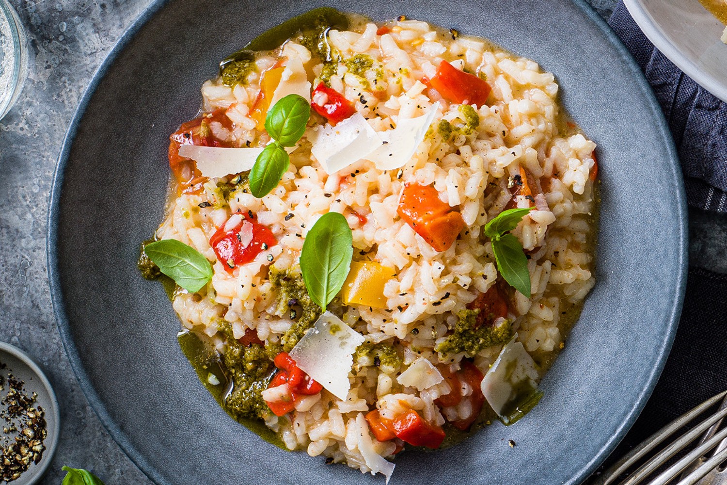 Pepper and pesto risotto recipe