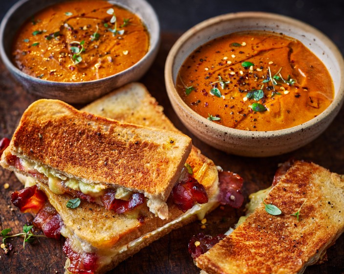 Bloody Mary Soup with Brie and Bacon Toastie | Recipes | M&S Recipe | M&S