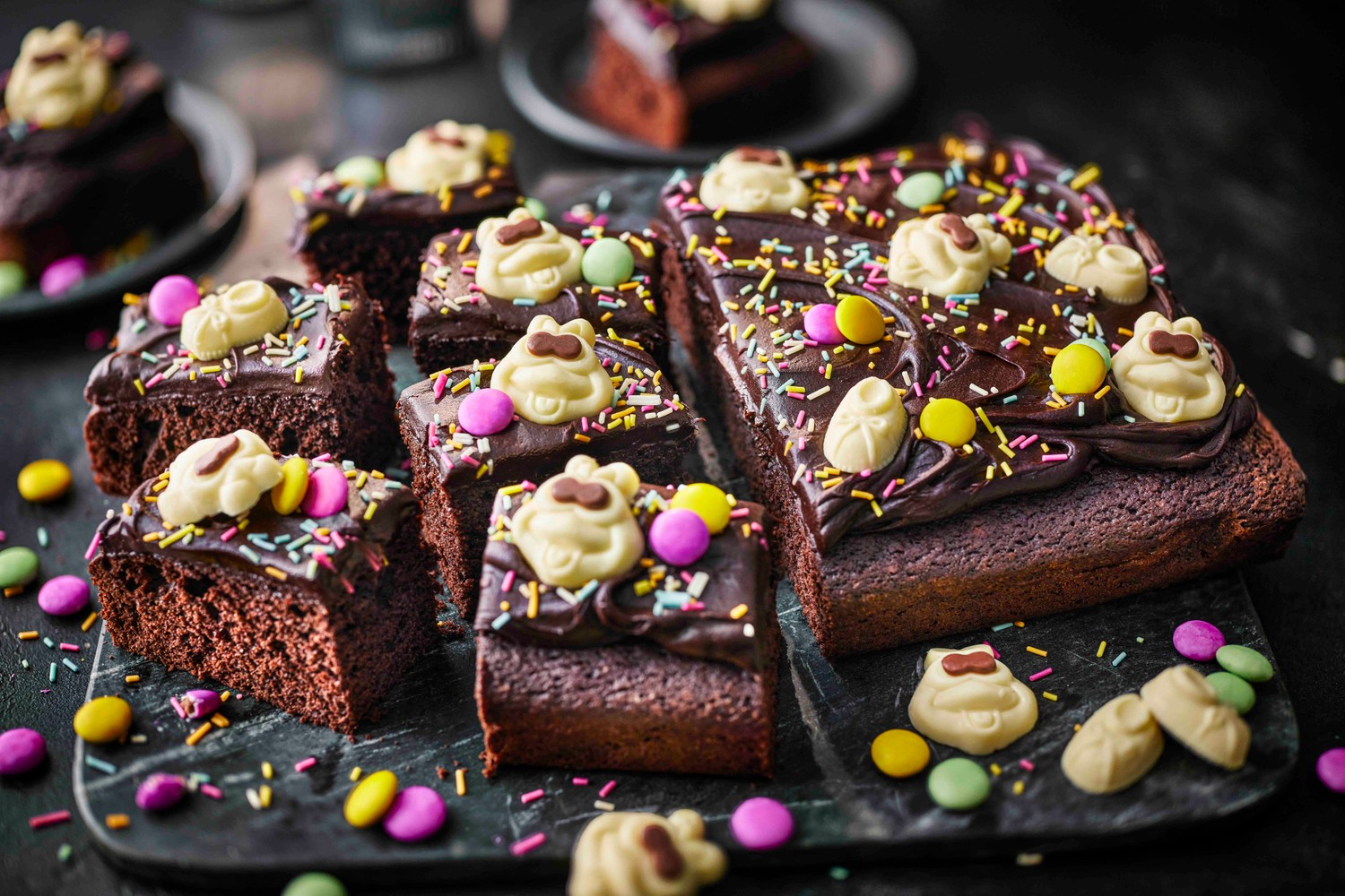 Colin the caterpillar chocolate sprinkles traybake recipe