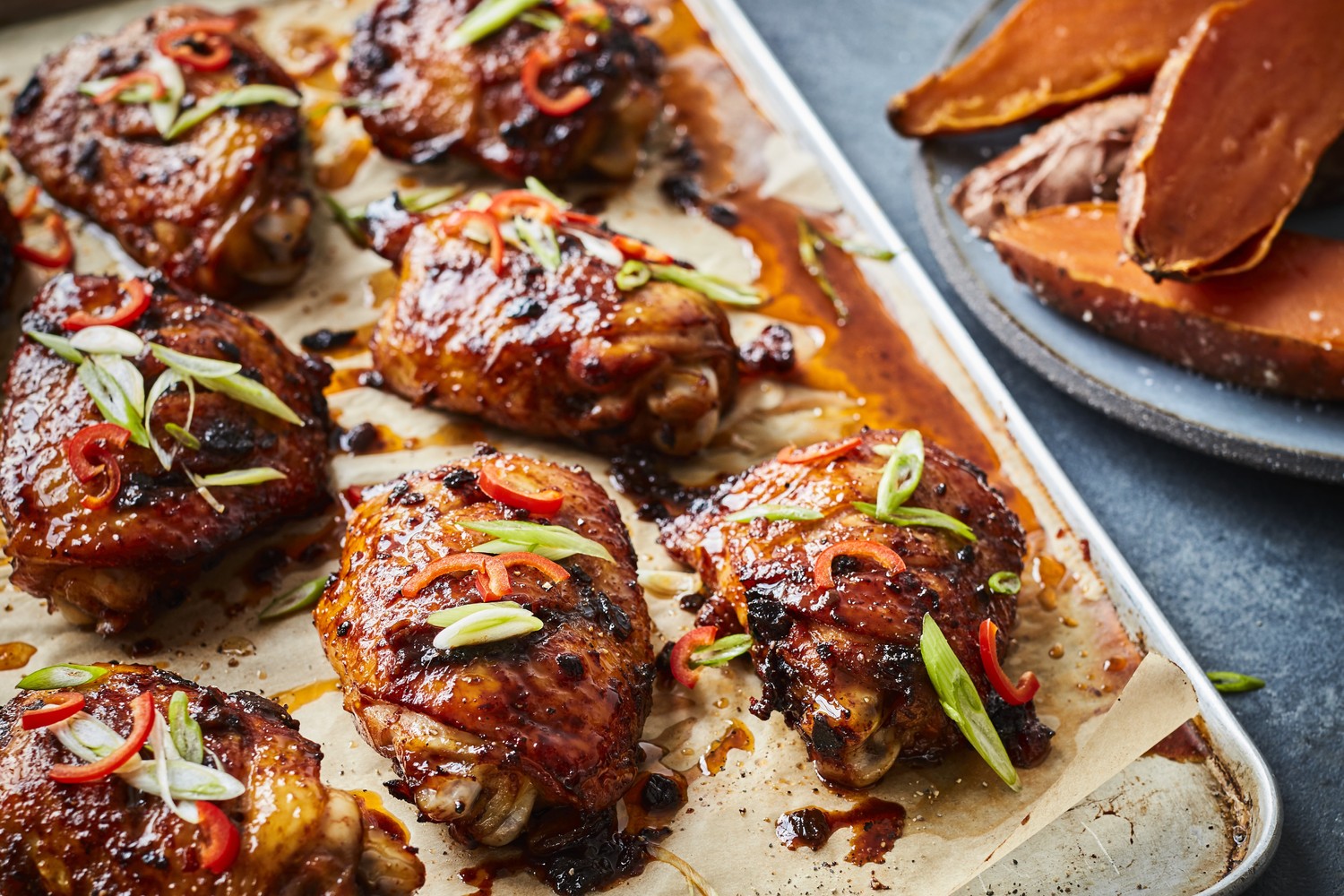 Sticky BBQ chicken thighs