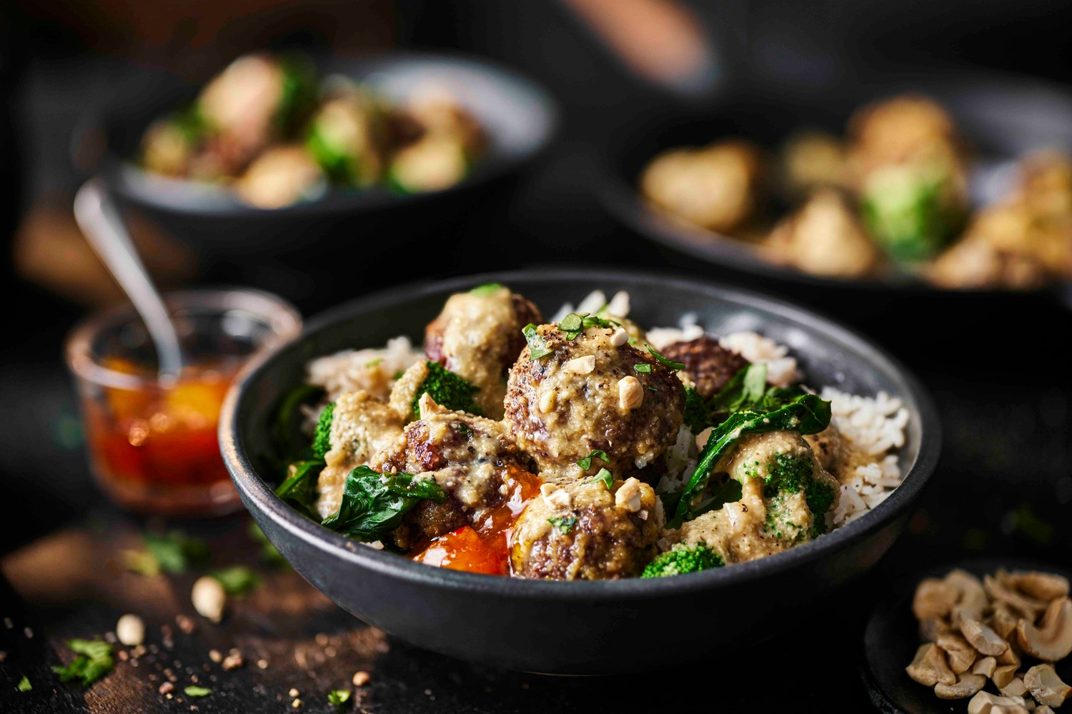 Beef and cashew korma meatballs