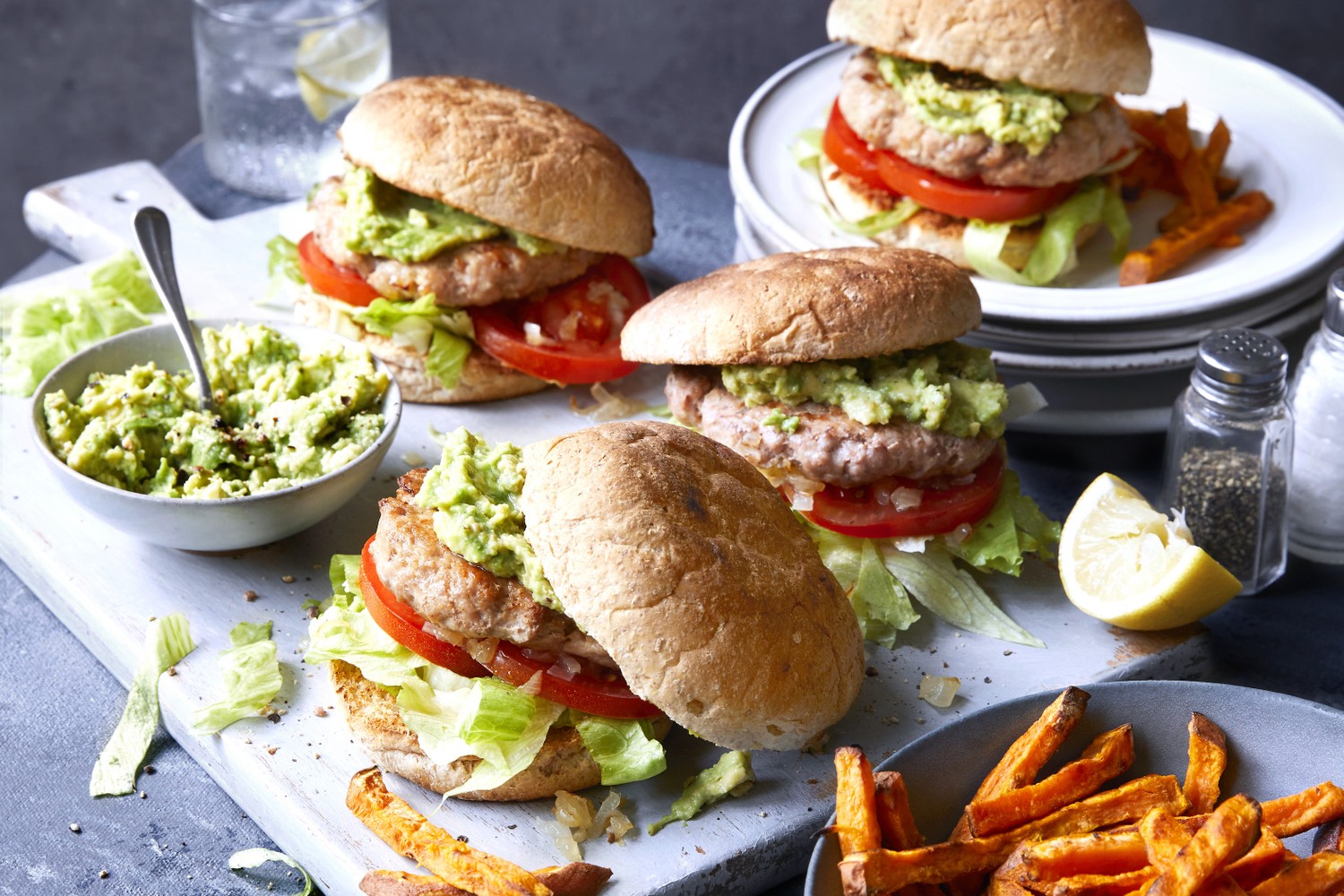 Top-notch turkey burgers with baked sweet potato fries