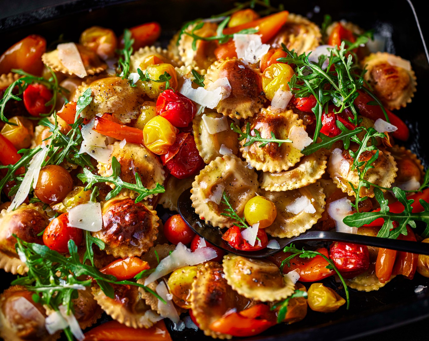 step 3 Serve scattered with the rocket (20 g), with some pecorino (30 g) shaved on top with a speed peeler.