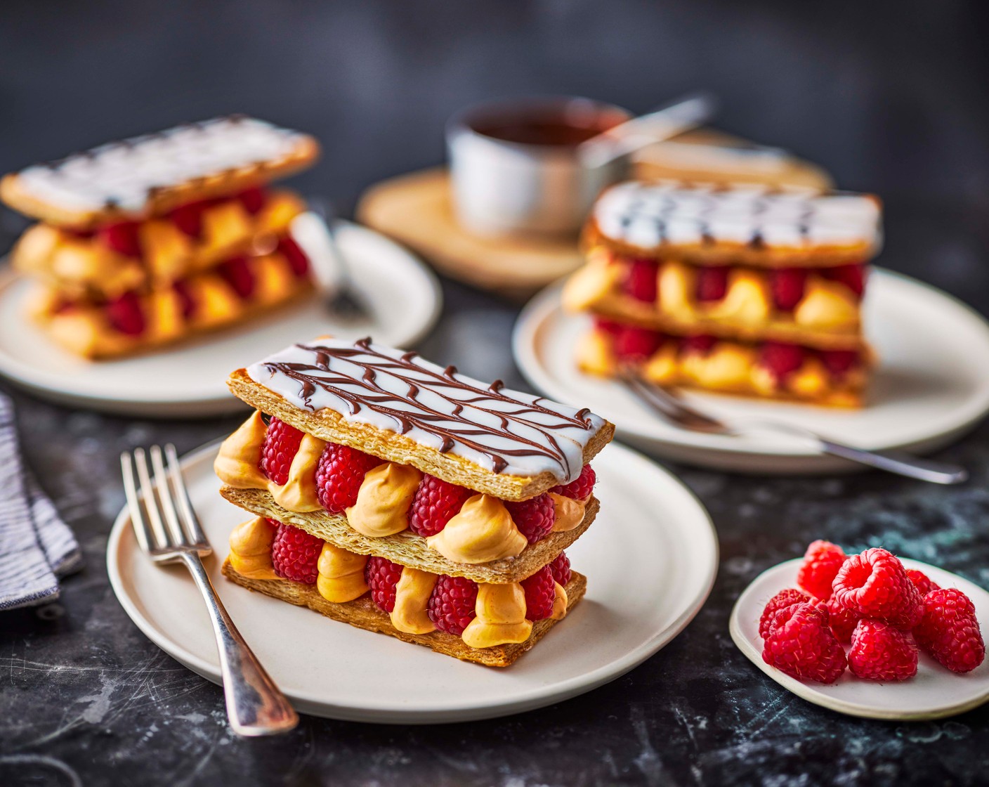 step 15 Carefully place the last piece of pastry with the icing on top of each millefeuille.
