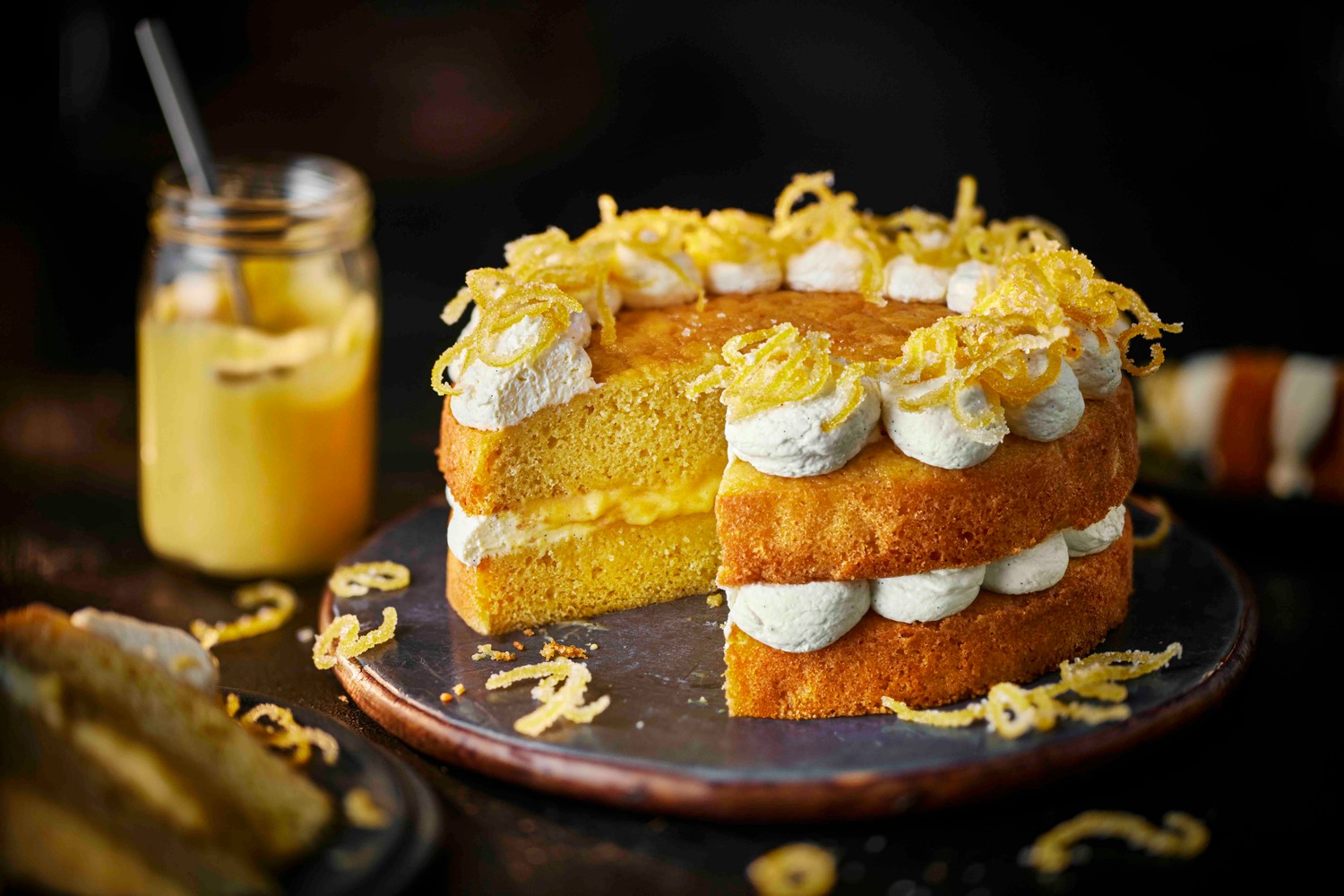 Candied lemon and lemon curd Victoria sponge recipe