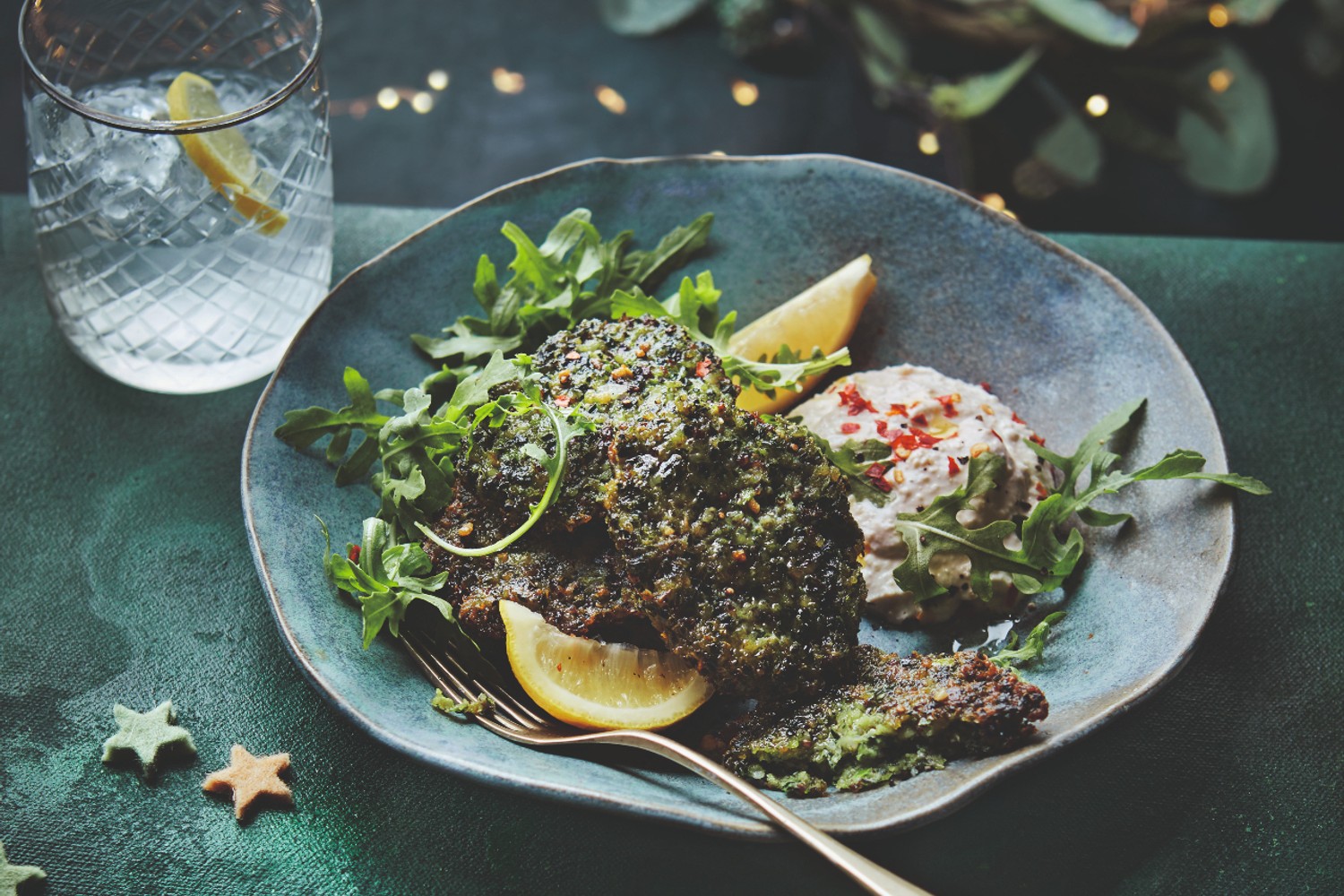 Quinoa, bulgur wheat and cavolo nero fritters