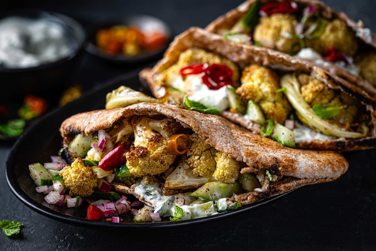 Loaded cauliflower shawarma pitta recipe